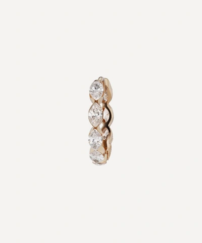 Shop Maria Tash 18ct 6.5mm Invisible Set Diamond Marquise Eternity Single Hoop Earring In Rose Gold