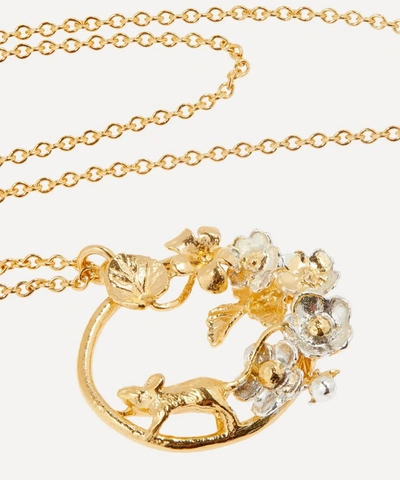 Shop Alex Monroe Gold-plated Mouse In The Strawberry Garden Pendant Necklace In Mix