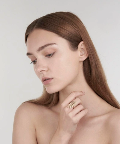 Shaun Leane Gold Plated Vermeil Silver Quill Triple Bar Ring In Gold