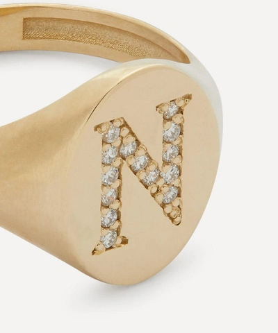 Liberty 9ct Gold And Diamond Initial  Signet Ring In Gold