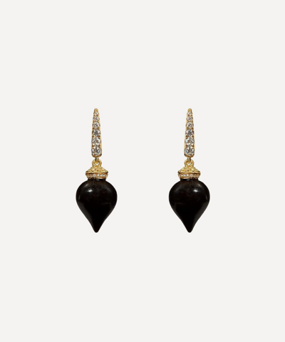 Shop Annoushka 18ct Gold Touch Wood Small Diamond And Ebony Drop Earrings