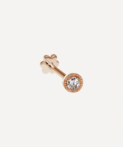 Maria Tash 18ct 2.5mm Scalloped Set Diamond Single Threaded Stud Earring In Rose Gold