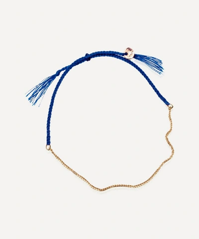 Shop Atelier Vm Tea Spiga Cotton And 18ct Gold Chain Bracelet In Blue