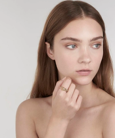 Shaun Leane Gold Plated Vermeil Silver Hook Chain Ring In Gold