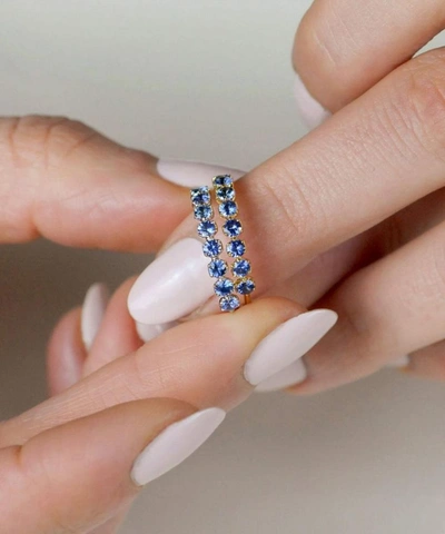 Dinny Hall White Gold Elyhara Blue Sapphire Half Eternity Ring In White Gold