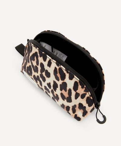 Shop Ganni Small Leopard Print Tech Fabric Toiletry Bag