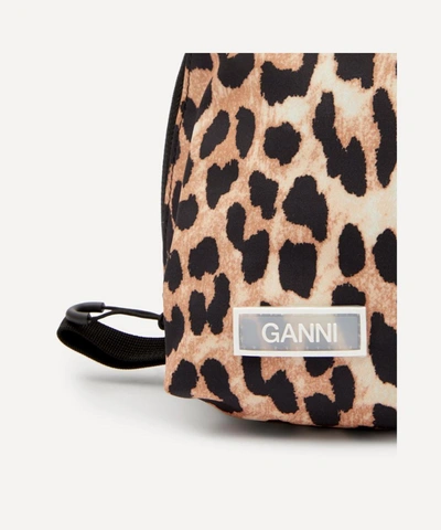Shop Ganni Leopard Print Tech Fabric Toiletry Bag