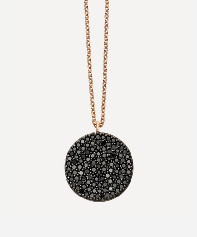 Shop Astley Clarke Rose Gold Icon Black Diamond Pendant Necklace