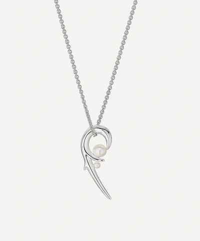 Shop Shaun Leane Silver Cherry Blossom Pearl Pendant Necklace