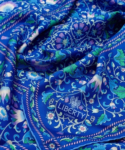 Shop Liberty London Lodden 70 X 70 Silk Scarf In Lodden Blue