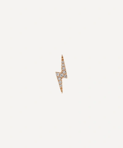 Shop Maria Tash 18ct Diamond Lightning Bolt Single Threaded Stud Earring In Rose Gold