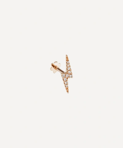 Shop Maria Tash 18ct Diamond Lightning Bolt Single Threaded Stud Earring In Rose Gold