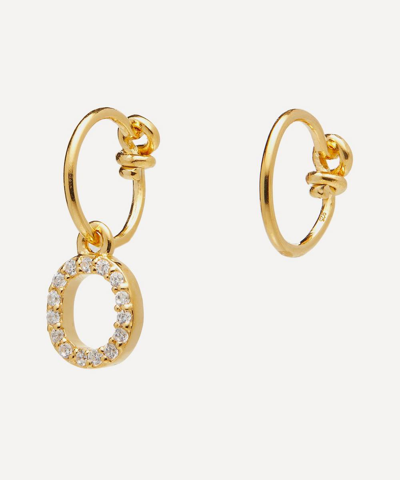 Shop Theodora Warre Gold-plated Zircon Letter O Mismatched Hoop Earrings