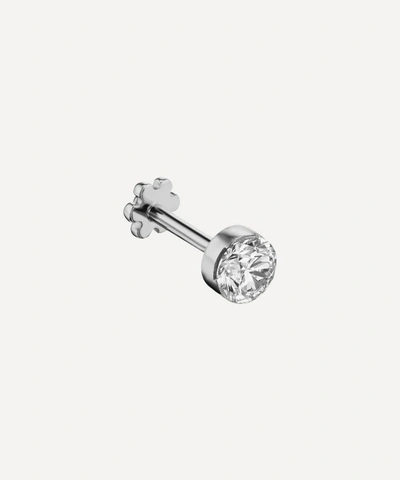 Shop Maria Tash 18ct 2mm Invisible Set Diamond Single Threaded Stud Earring In White Gold