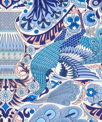 Liberty London Peacock Garden 70 X 70cm Silk Twill Scarf In Blue