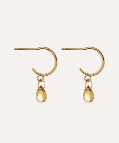 Shop Melissa Joy Manning Gold Citrine Tiny Hoop Earrings