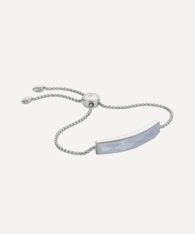 Shop Monica Vinader Silver Baja Blue Lace Agate Facet Bracelet