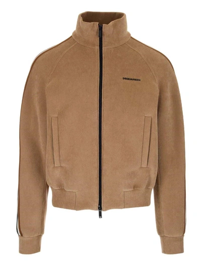 Shop Dsquared2 Line Track Cardigan In Camel Color