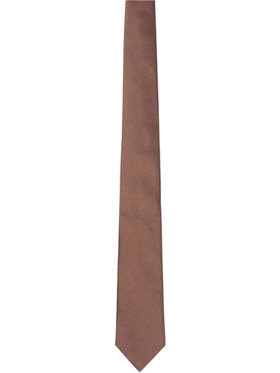Shop Burberry Pointed-tip Silk Tie In Brown