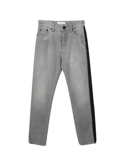 Shop Givenchy Kids Side Stripe Jeans In Grey
