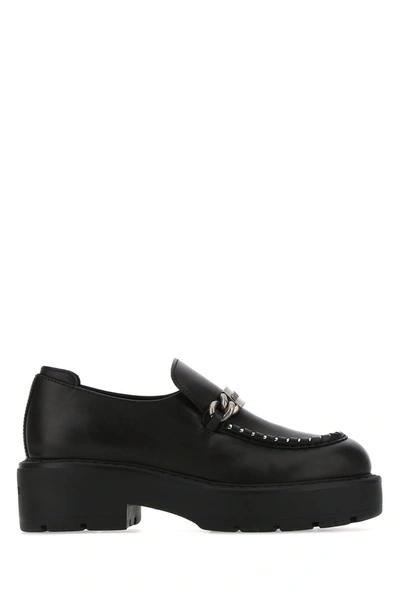 Shop Miu Miu Black Leather Loafers  Nd  Donna 40