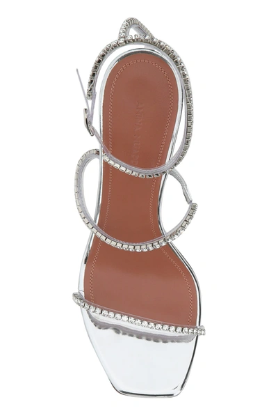 Shop Amina Muaddi Embellished Leather And Pvc Sandals  Nd  Donna 39
