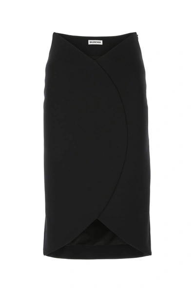 Shop Balenciaga Black Stretch Viscose Blend Skirt  Black  Donna 38f