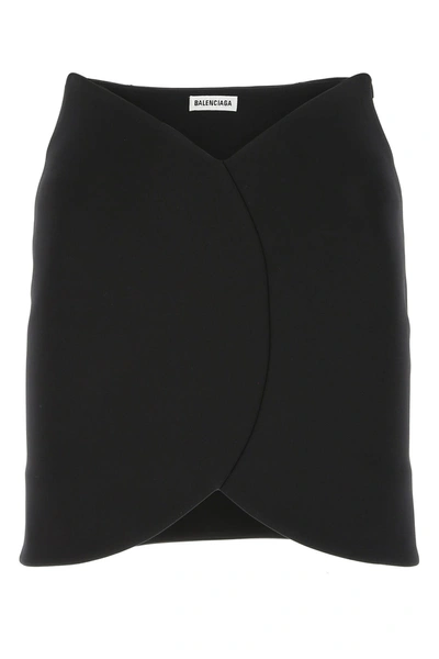 Shop Balenciaga Black Stretch Viscose Blend Miniskirt  Black  Donna 38f