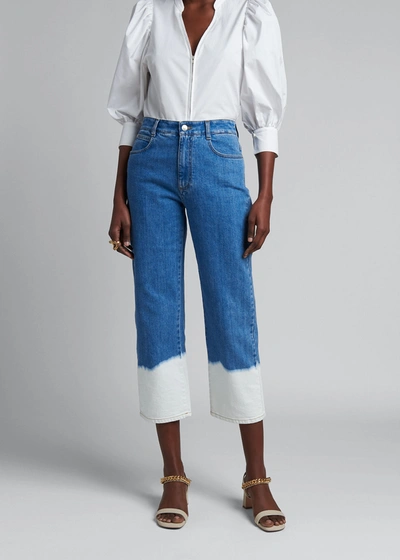 Shop Stella Mccartney Dip-dyed Cropped Jeans In 4090 Medium Blue