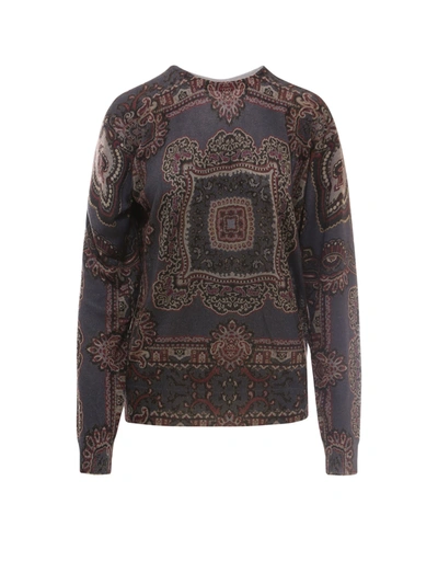 Shop Etro Geometric Knit Crewneck Jumoer In Multi