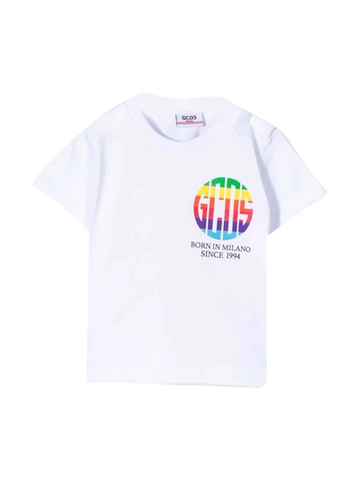 Shop Gcds Kids Rainbow Logo Print T In White