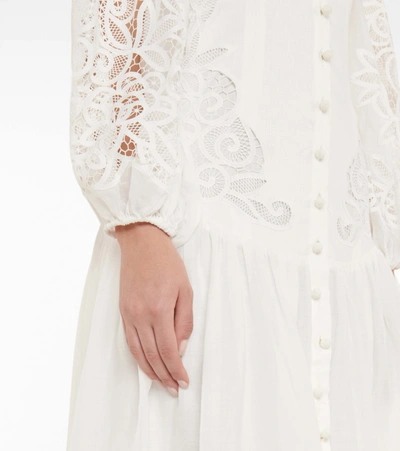 Shop Zimmermann Mae Lace-trimmed Midi Dress In White