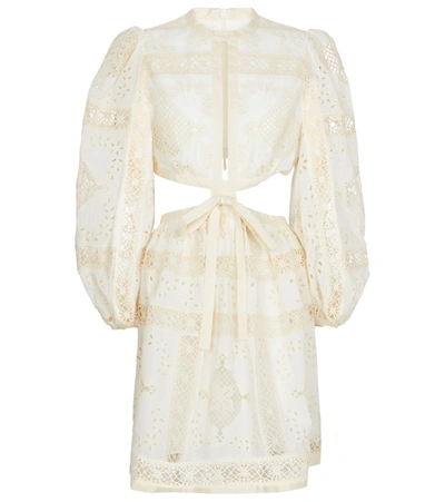 Shop Zimmermann Aliane Broderie Anglaise Cotton Minidress In White