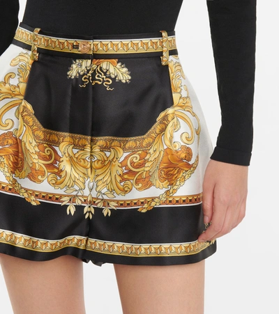 Shop Versace Medusa Renaissance Silk Twill Shorts In Gold