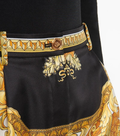 Shop Versace Medusa Renaissance Silk Twill Shorts In Gold