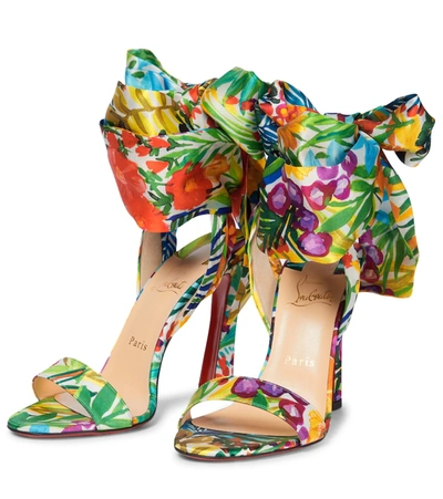Shop Christian Louboutin Floral Satin Sandals In Multicoloured