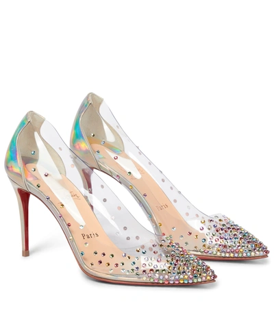 Christian Louboutin Degrastrass 85 Embellished Pvc Pumps In Red | ModeSens