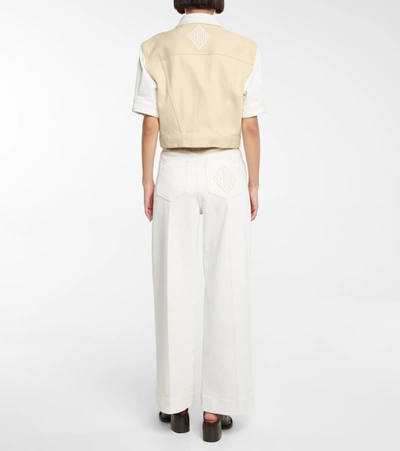 Shop Chloé High-rise Wide Cotton-blend Pants In White