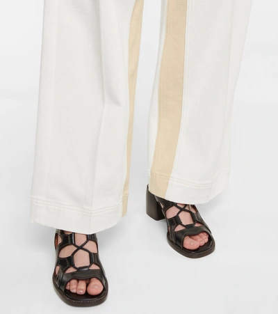 Shop Chloé High-rise Wide Cotton-blend Pants In White