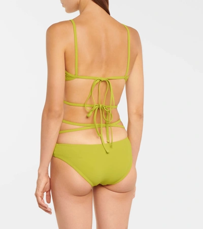Shop Christopher Esber Wraparound Bikini Bottoms In Green