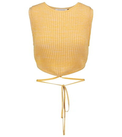 Shop Christopher Esber Ribbed-knit Crop Top In Yellow
