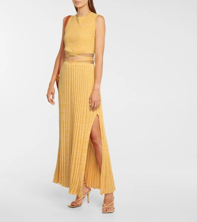 Shop Christopher Esber Ribbed-knit Crop Top In Yellow