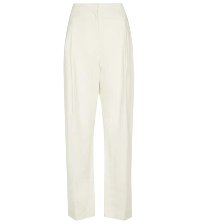 Shop Lemaire Belted Silk-blend Pants In White