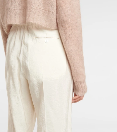 Shop Lemaire Belted Silk-blend Pants In White