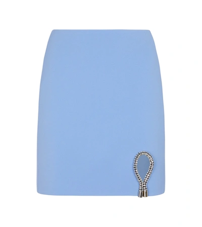 Shop David Koma Embellished Stretch-crêpe Miniskirt In Blue