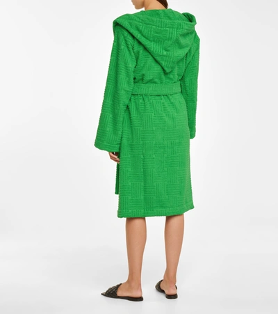 Shop Bottega Veneta Cotton Terry Bathrobe In Green