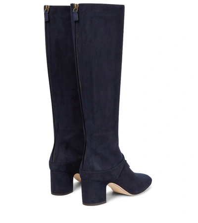 Shop Loro Piana Maxi Charms Suede Knee-high Boots In Blue