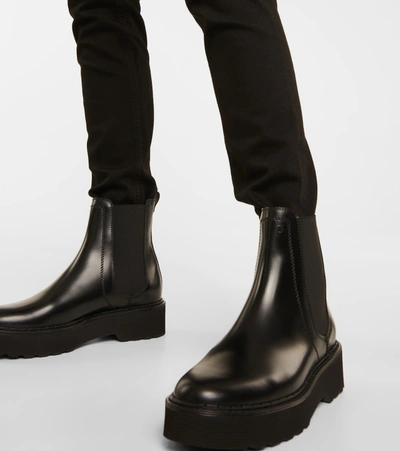 Shop Tod's Chelsea Leather Boots In Black