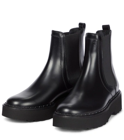 Shop Tod's Chelsea Leather Boots In Black