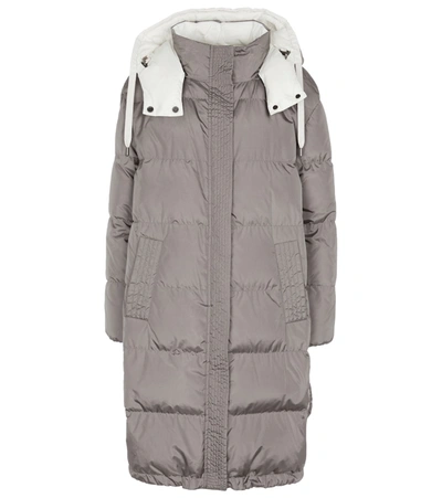 Shop Brunello Cucinelli Quilted Down Coat In Grey